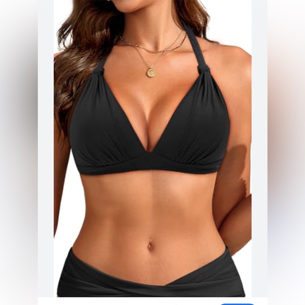 Women’s swimwear Bathing Suit Black Two Piece Bikini Swimsuit NWT Size XL